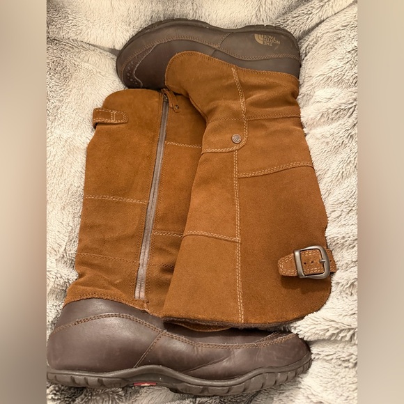 The North Face Brown Leather Tall Riding Hiking Winter Boots Size 7 - Picture 7 of 9